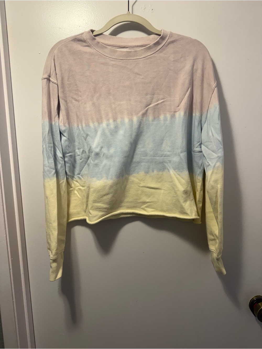 Pastel Ombre Cropped Sweatshirt - Pink Blue Yellow tie dye - spiritual gangster